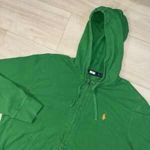 Polo Ralph Lauren Green Zip Up Hoodie Jacket Men's Size 2XL XXL Preppy Canvas